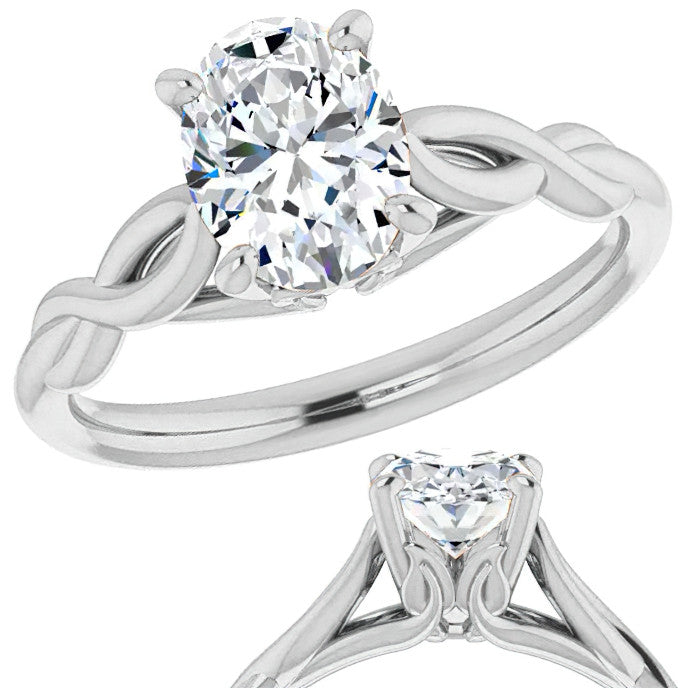 Oval Moissanite Sculptural Styled Solitaire Ring