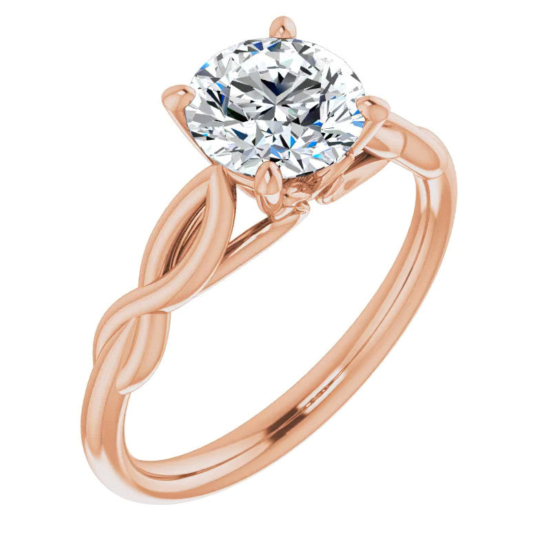 Round Brilliant Moissanite Sculptural Styled Solitaire Ring