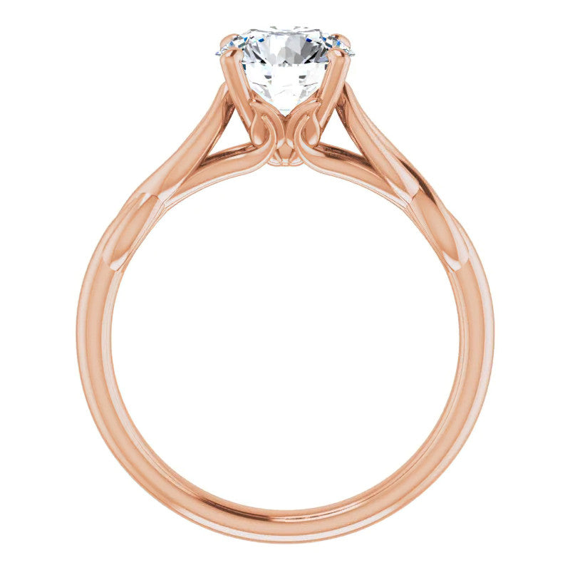 Round Brilliant Moissanite Sculptural Styled Solitaire Ring