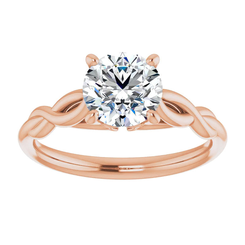 Round Brilliant Moissanite Sculptural Styled Solitaire Ring