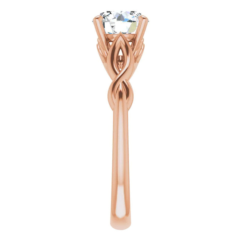 Round Brilliant Moissanite Sculptural Styled Solitaire Ring