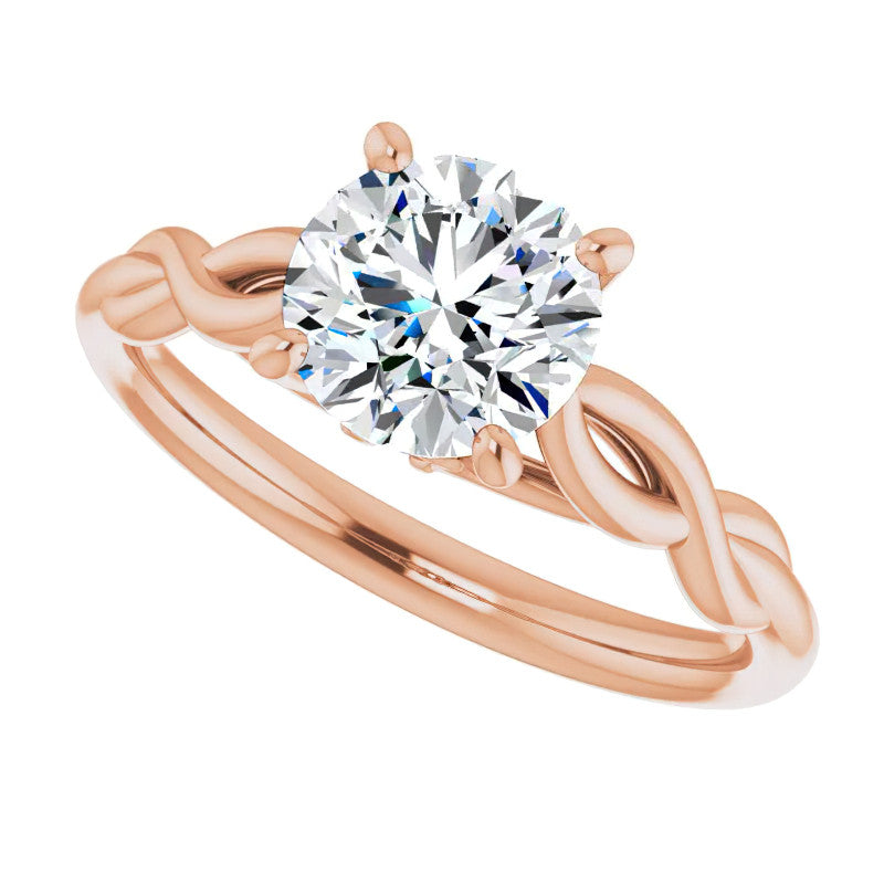 Round Brilliant Moissanite Sculptural Styled Solitaire Ring