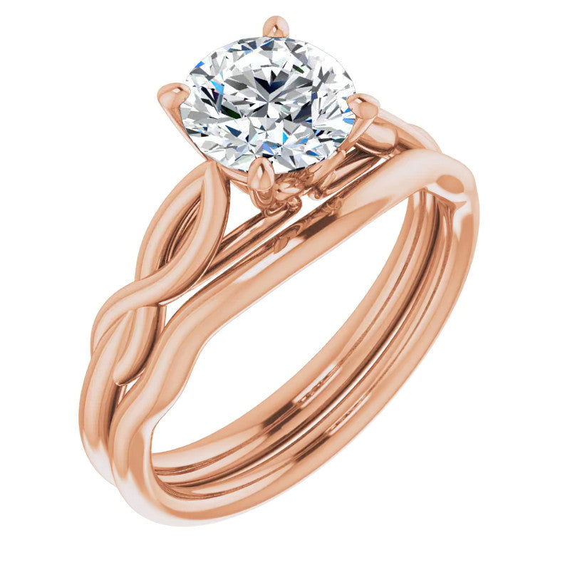 Round Brilliant Moissanite Sculptural Styled Solitaire Ring