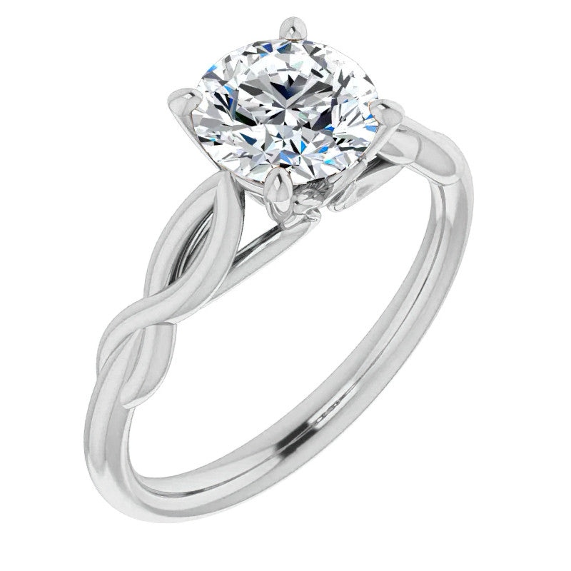 Round Brilliant Moissanite Sculptural Styled Solitaire Ring