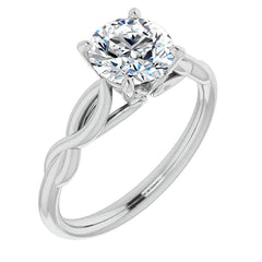 Round Brilliant Moissanite Sculptural Styled Solitaire Ring