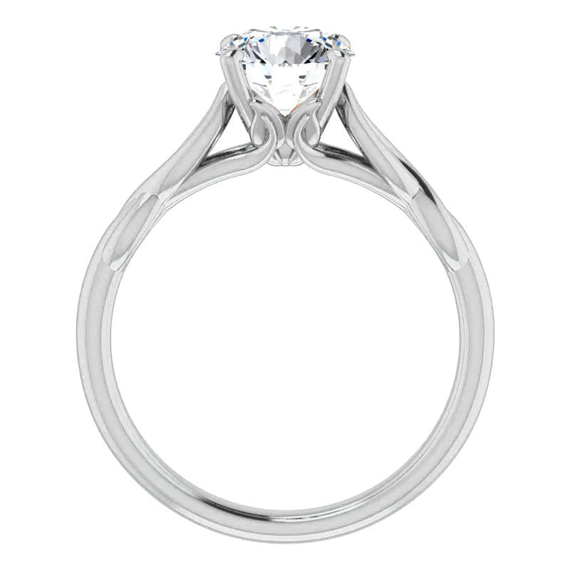 Round Brilliant Moissanite Sculptural Styled Solitaire Ring