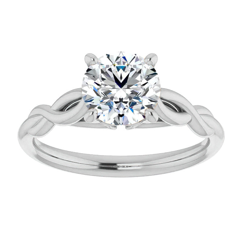 Round Brilliant Moissanite Sculptural Styled Solitaire Ring