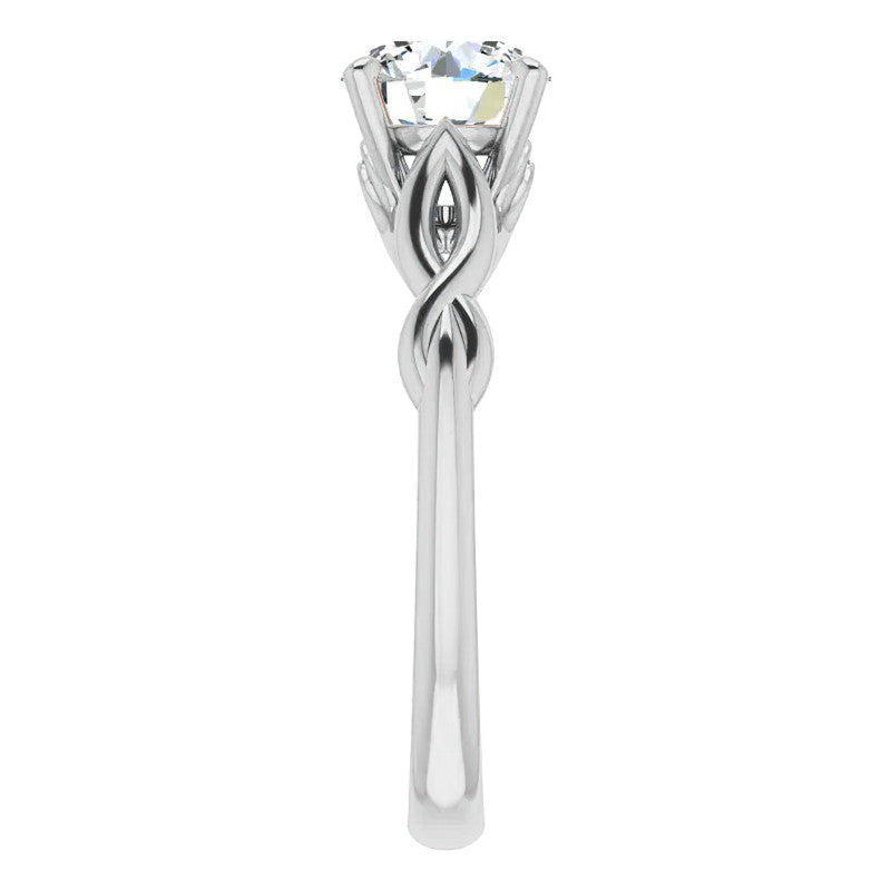 Round Brilliant Moissanite Sculptural Styled Solitaire Ring