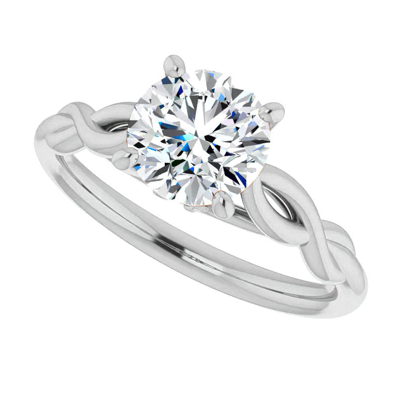 Round Brilliant Moissanite Sculptural Styled Solitaire Ring