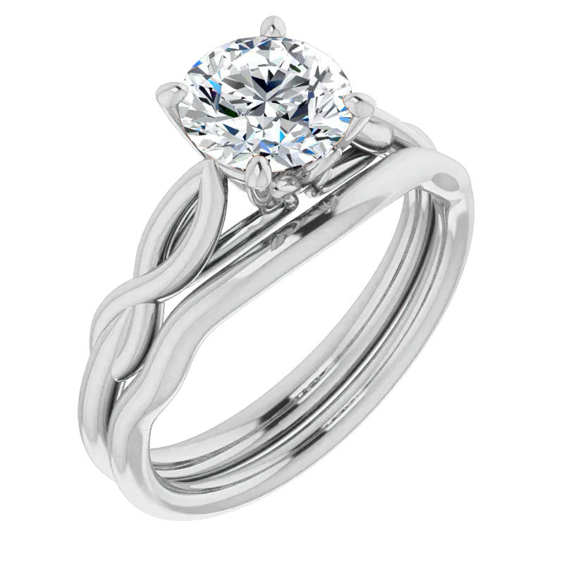 Round Brilliant Moissanite Sculptural Styled Solitaire Ring