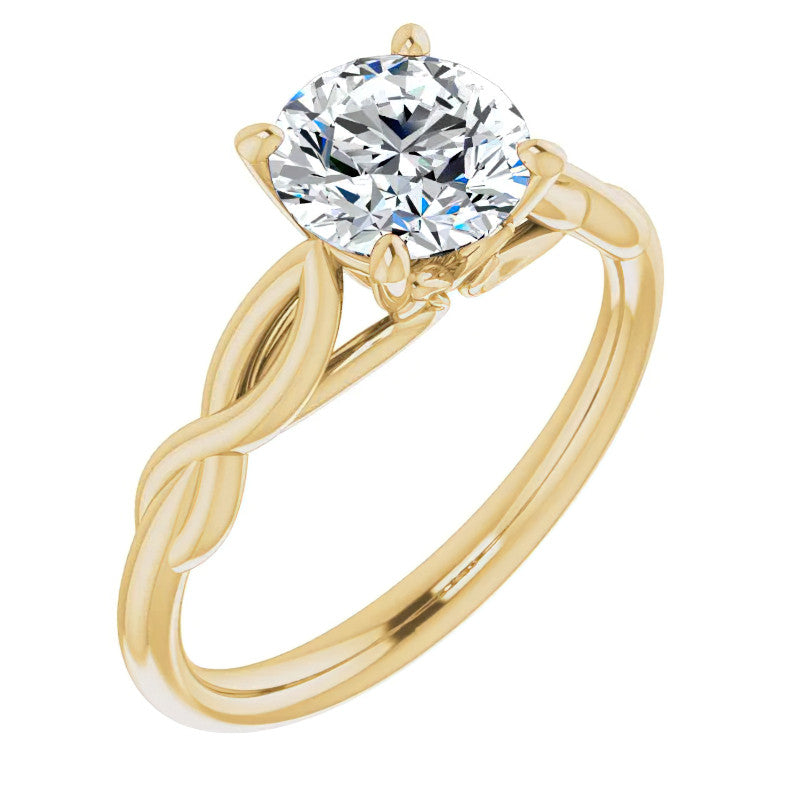 Round Brilliant Moissanite Sculptural Styled Solitaire Ring