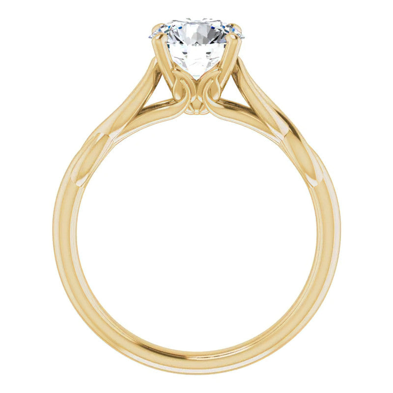 Round Brilliant Moissanite Sculptural Styled Solitaire Ring
