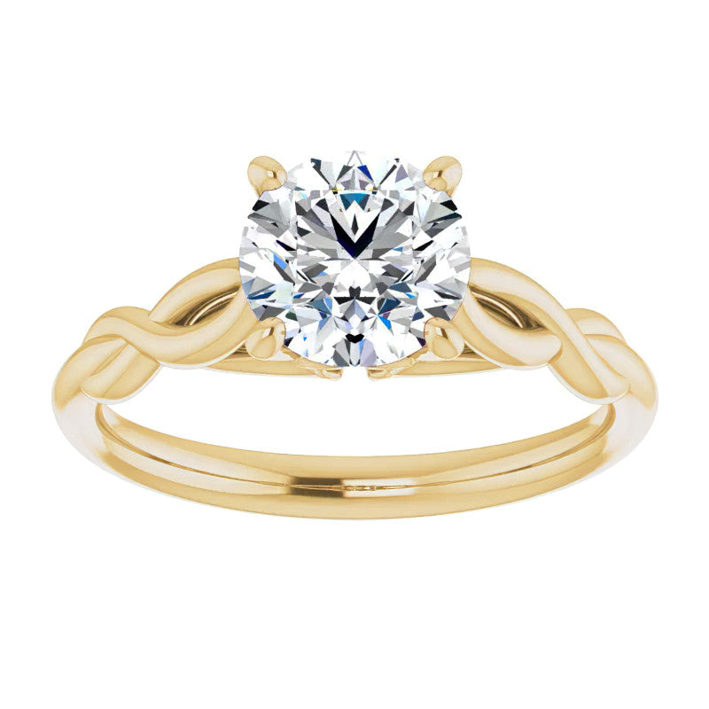 Round Brilliant Moissanite Sculptural Styled Solitaire Ring