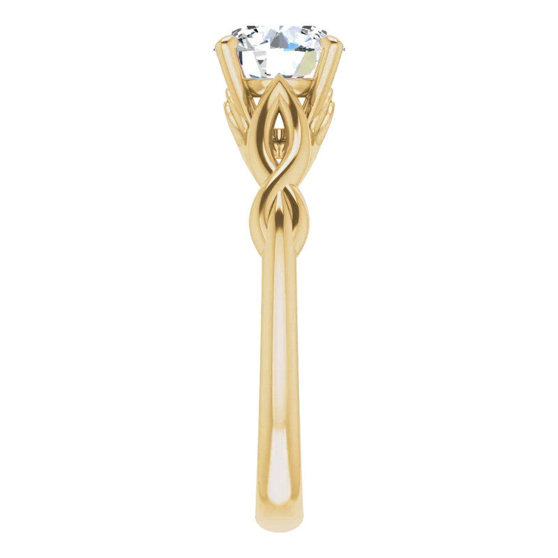 Round Brilliant Moissanite Sculptural Styled Solitaire Ring