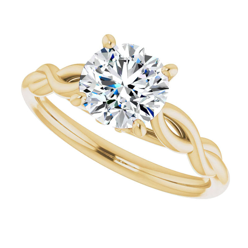 Round Brilliant Moissanite Sculptural Styled Solitaire Ring