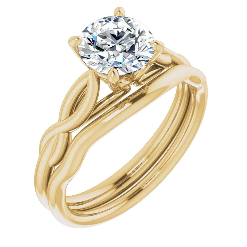Round Brilliant Moissanite Sculptural Styled Solitaire Ring