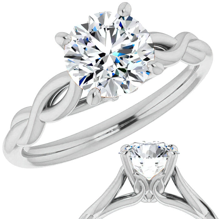 Round Brilliant Moissanite Sculptural Styled Solitaire Ring