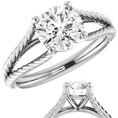 Round Cathedral Split Shank Woven Solitaire