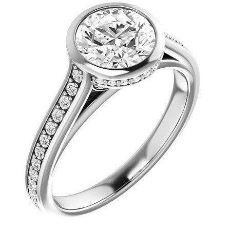 Round Bezel Cathedral Engagement Ring