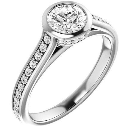 Round Bezel Cathedral Engagement Ring