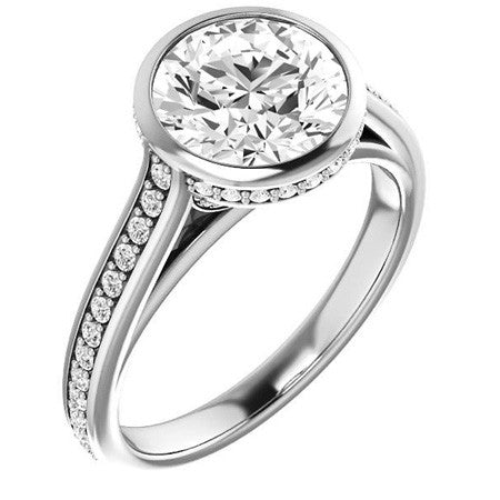 Round Bezel Cathedral Engagement Ring