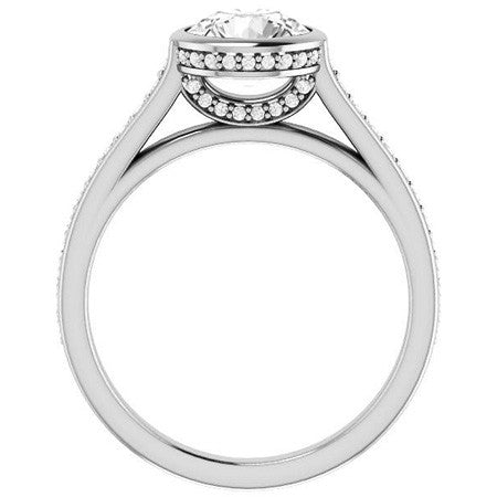 Round Bezel Cathedral Engagement Ring