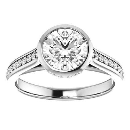 Round Bezel Cathedral Engagement Ring