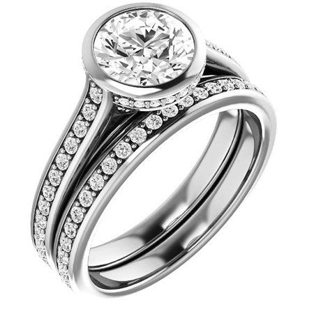 Round Bezel Cathedral Engagement Ring