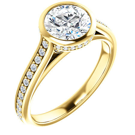 Round Bezel Cathedral Engagement Ring