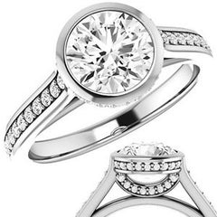 Round Bezel Cathedral Engagement Ring
