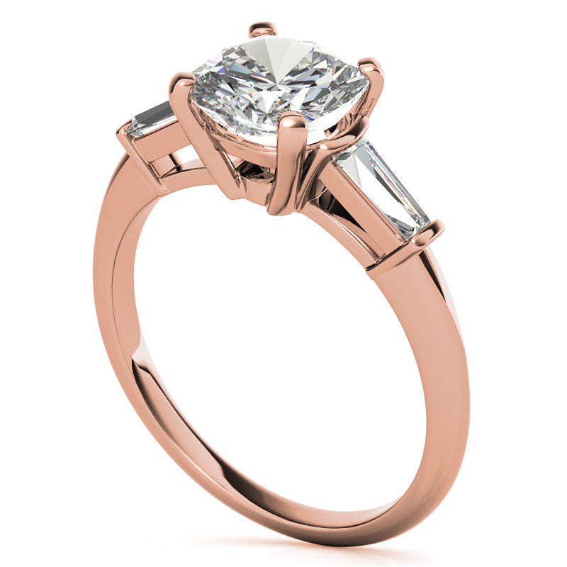Cushion & Baguette Moissanite Engagement Ring