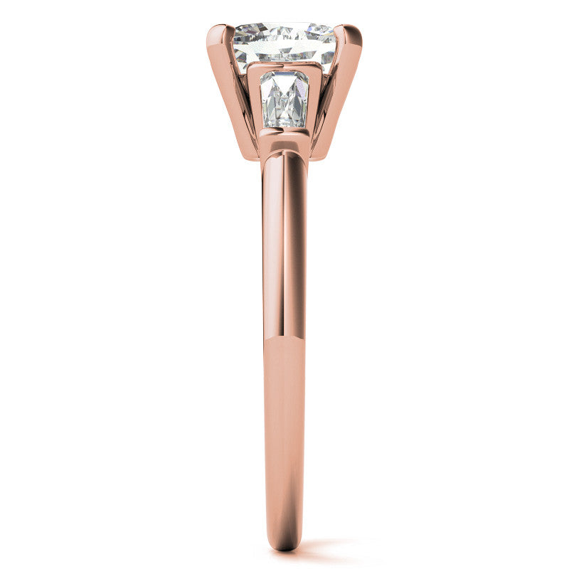 Cushion & Baguette Moissanite Engagement Ring