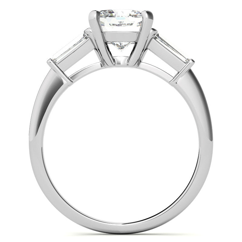 Cushion & Baguette Moissanite Engagement Ring