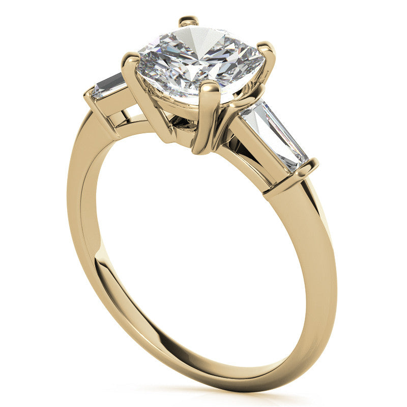Cushion & Baguette Moissanite Engagement Ring