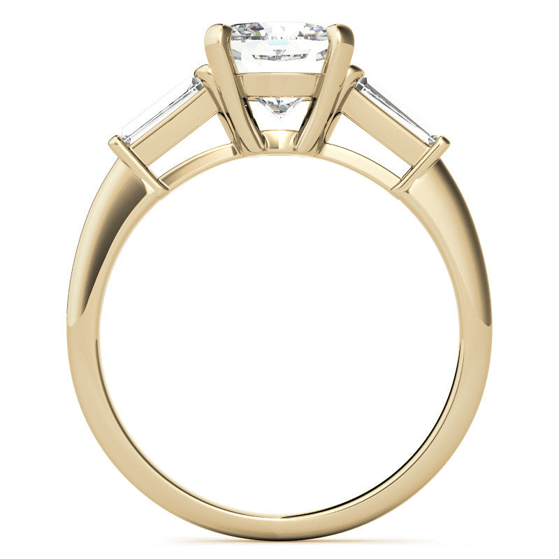 Cushion & Baguette Moissanite Engagement Ring