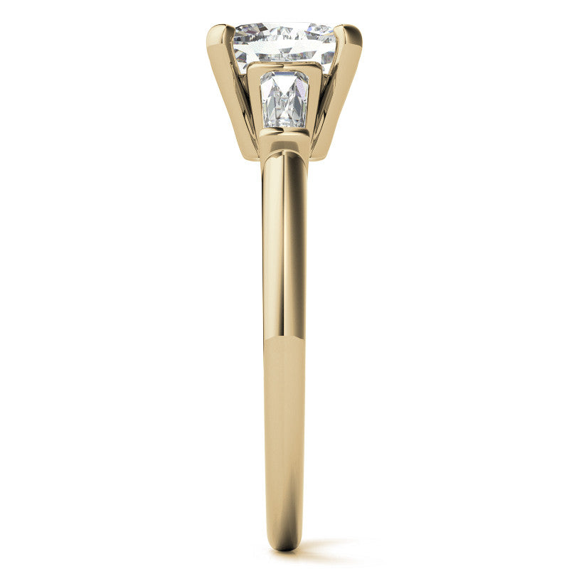 Cushion & Baguette Moissanite Engagement Ring