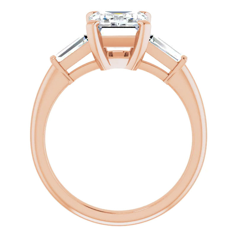 Emerald / Radiant & Baguette Moissanite Engagement Ring