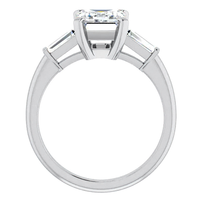 Emerald / Radiant & Baguette Moissanite Engagement Ring