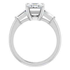 Emerald / Radiant & Baguette Moissanite Engagement Ring