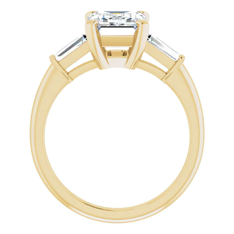 Emerald / Radiant & Baguette Moissanite Engagement Ring