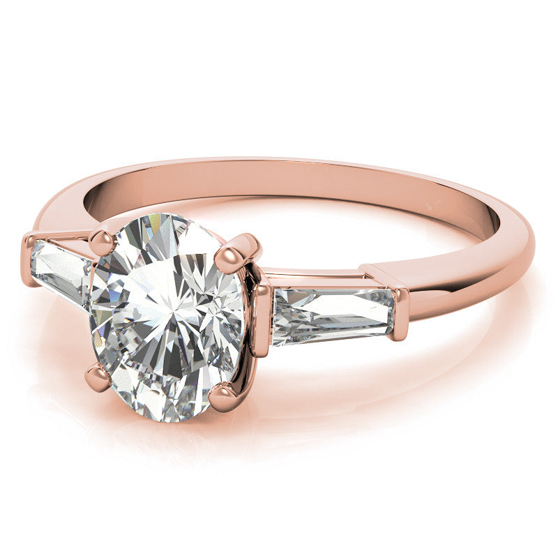 Oval & Baguette Moissanite Engagement Ring