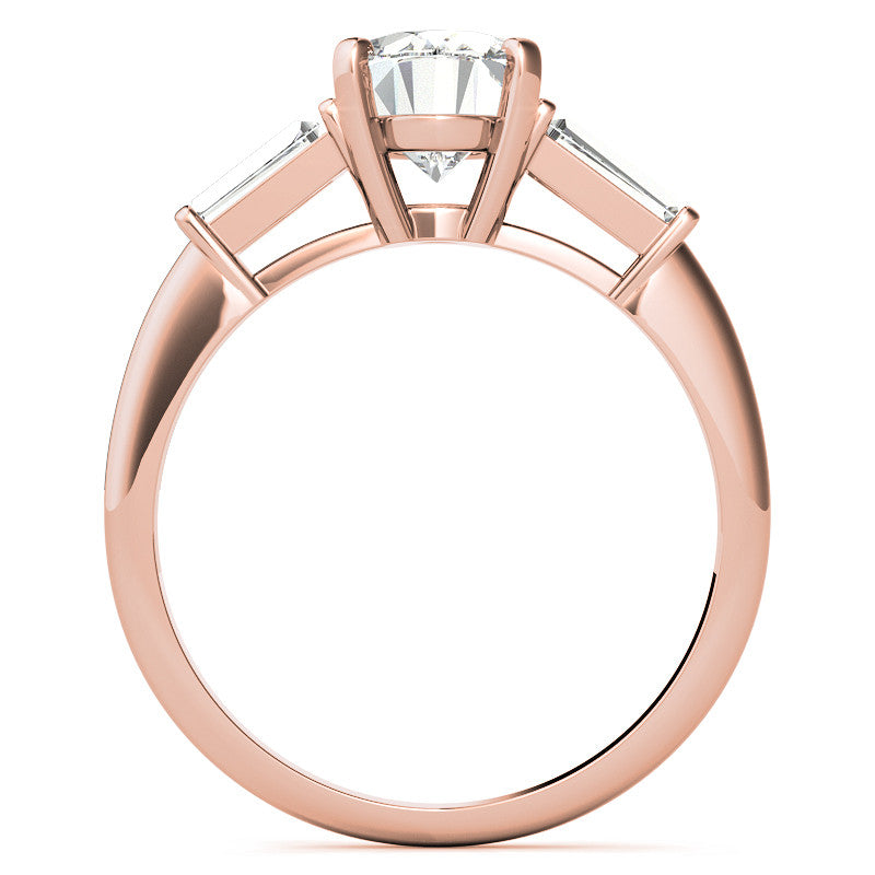Oval & Baguette Moissanite Engagement Ring
