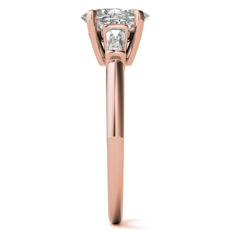 Oval & Baguette Moissanite Engagement Ring