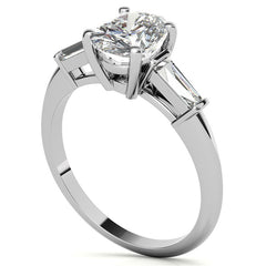 Oval & Baguette Moissanite Engagement Ring