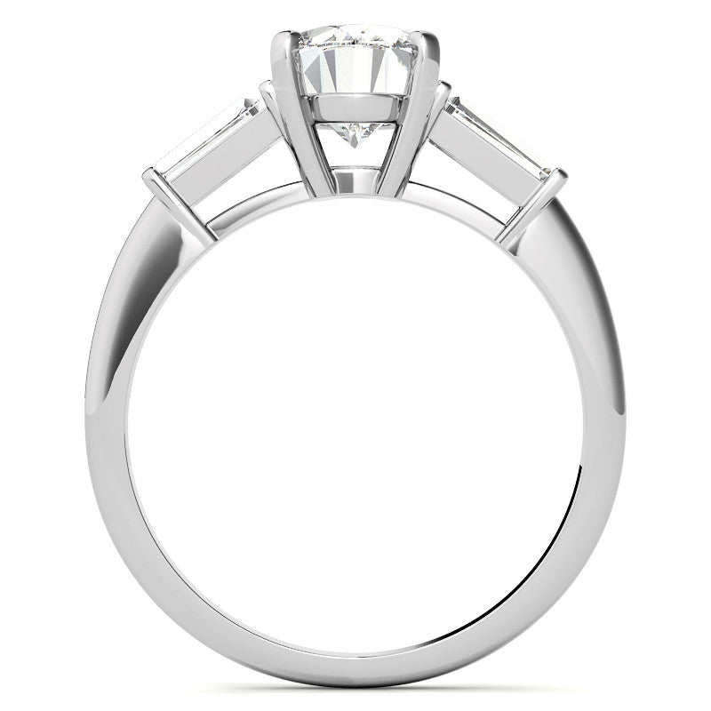 Oval & Baguette Moissanite Engagement Ring