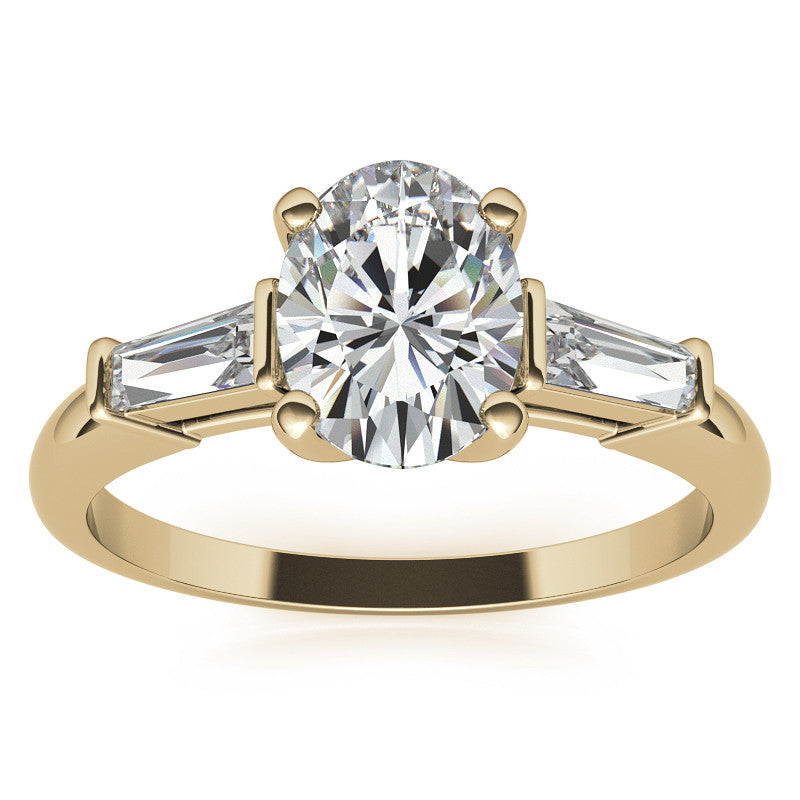 Oval & Baguette Moissanite Engagement Ring
