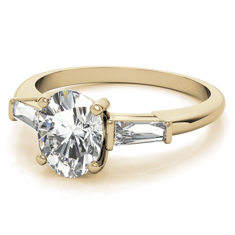 Oval & Baguette Moissanite Engagement Ring