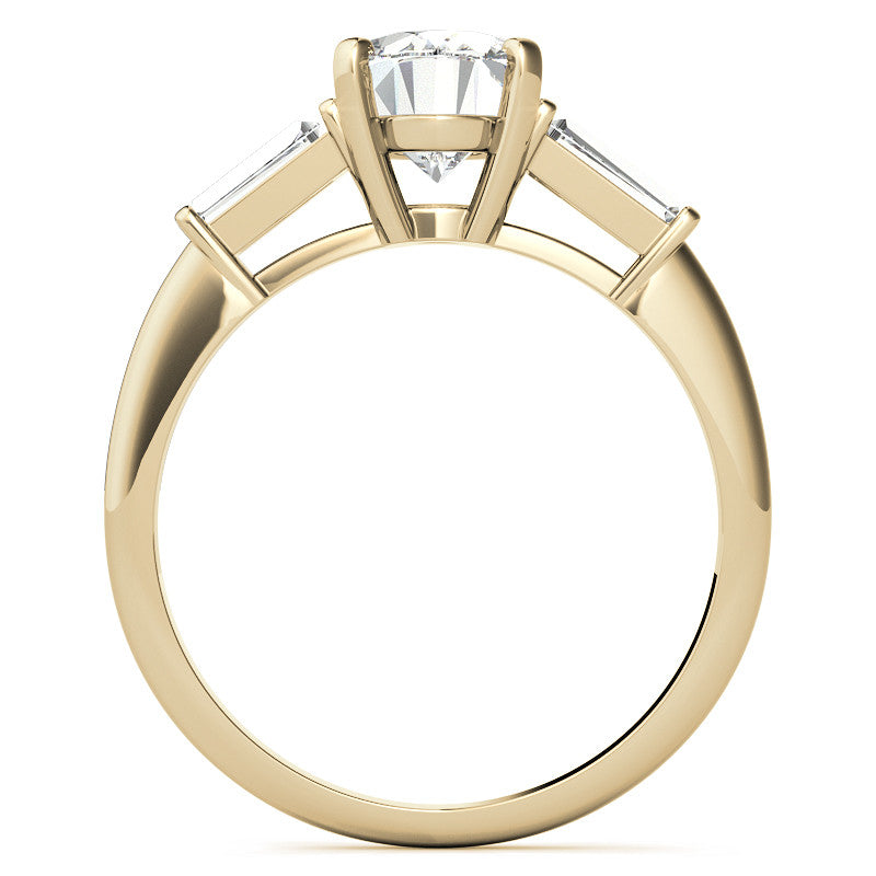 Oval & Baguette Moissanite Engagement Ring