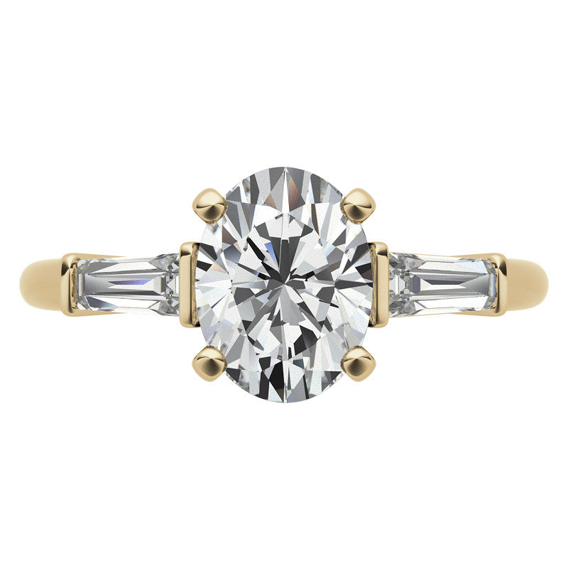 Oval & Baguette Moissanite Engagement Ring