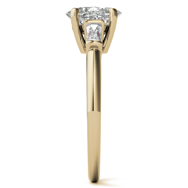 Oval & Baguette Moissanite Engagement Ring
